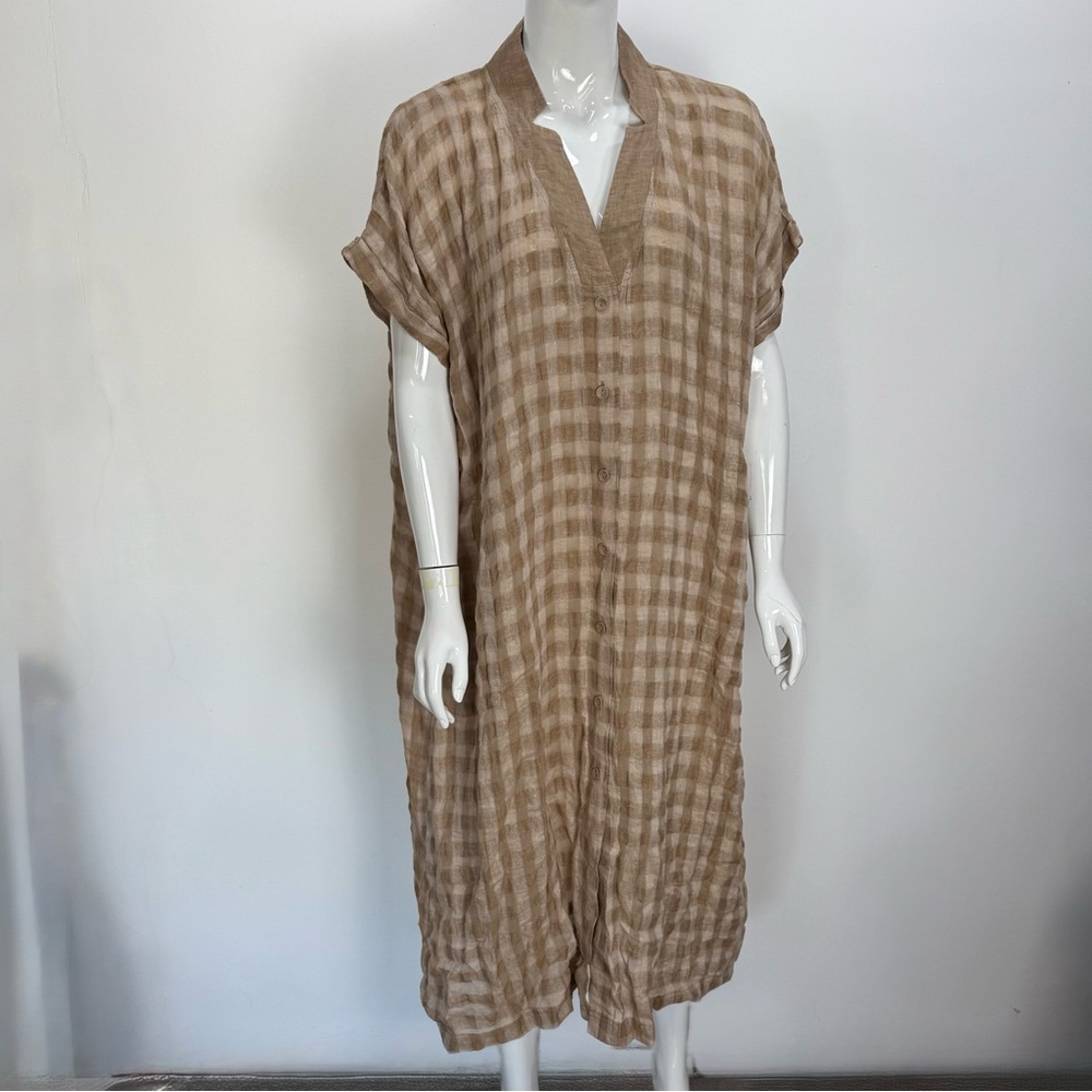 Poetry Tan Checkered Dress